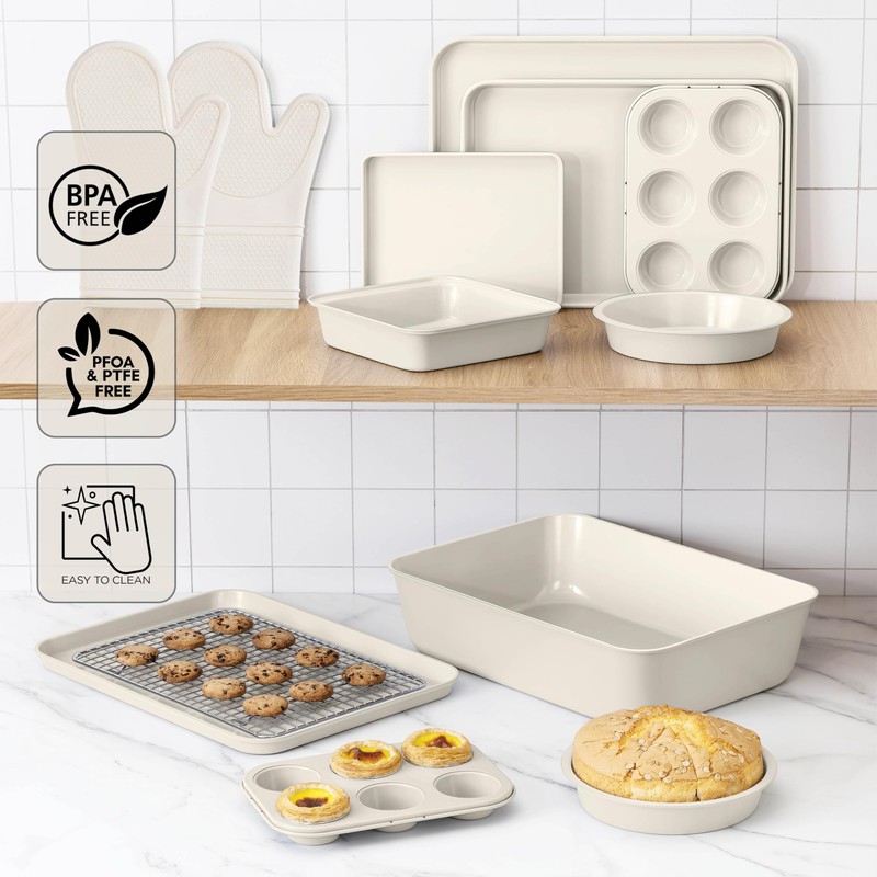 Country Kitchen Nonstick Stackable Bakeware Set - Deluxe Heavy Duty,
