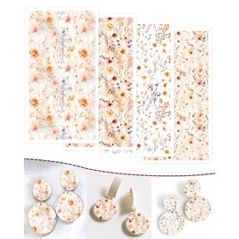 Puocaon Flower Clay Transfer Paper - 20 Sheets Spring Flower Transfer Paper for Polymer Clay Earrings Jewelry Assorted Design