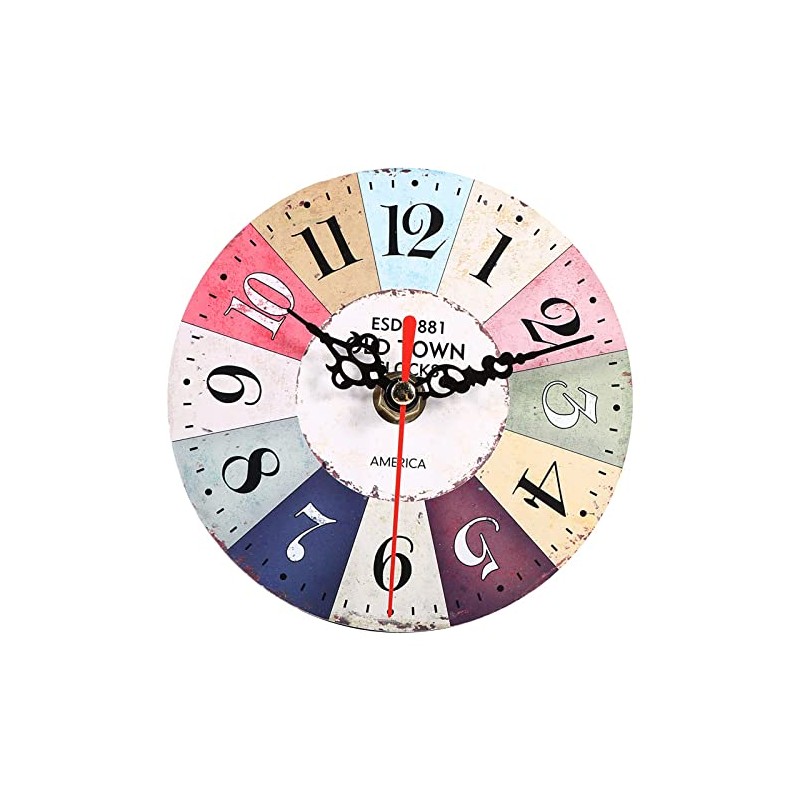 Akozon 5 1 4 Inch Clocks, Style Round Antique MDF