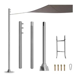 BAFOLLGY Shade Sail Pole,10ft Stainless Steel Pole, 2.35 Inch Diameter, Canopy Pole for Patio Lawn, Deck, Outdoor Leisure, Silver White