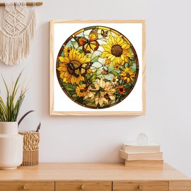 Ohhvvow Sunflower Diamond Art Painting Kits for Adults, Full Drill Diamond Dots Paintings for Beginners Round 5D Paint with Diamonds Pictures Gem Art Painting Kits DIY Crafts Kits 14x14 Inch