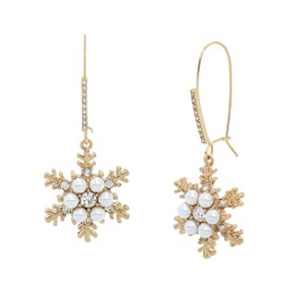 Betsey Johnson Womens Snowflake Dangle Earrings