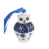 Blue Rose Polish Pottery Snow Flurry Owl Ornament