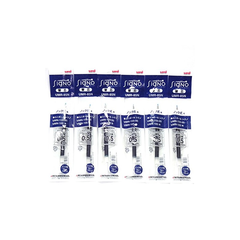 Uni Ballpoint Pen Blue Black Ink Refills(UMR85N.64), 0.5mm, for Signo