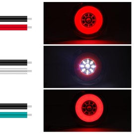 YnGia Round Truck Tail Light 2PCS 24 LED Running Light Rear Brake Stop Light Indicator Marker Tail Lamp 24V for Trailer Truck Caravan Camper Tractor Lorry Van (Red & White)