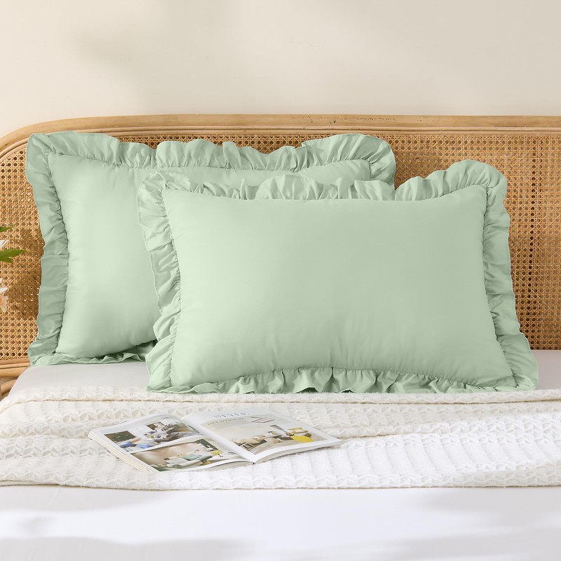 LINENOVA Ruffled Pillow Cases Set of 2 - King Size