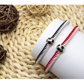 MANYC Soccer Bracelets for Men Women and Kids - Stylish Accessories for Soccer Fans Team Spirit Gifts For boys Girls 8-12 and Game Decor… (Black and red 2PCS)