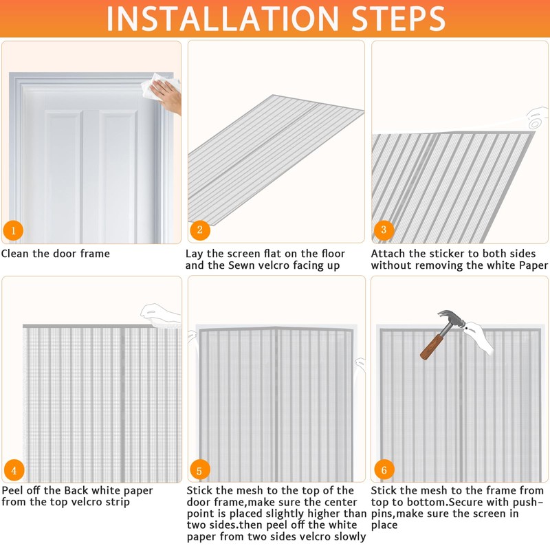 YRH Magnetic Fly Screen Door with Stay Open Buckles -
