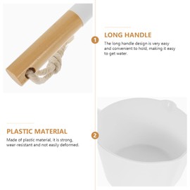 Zerodeko Pitcher Bathing Kitchen Ladles Water Ladle Bath Ladle Dipper Washing Ladle Infant Tub Shower Bucket Jug Japanese Shampoo White Take a Bath Baby Bamboo Wooden Handle