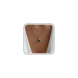 Inilbran Boho Round Emerald Choker Necklace Green Emerald Necklace Choker Gold Rhinestone Emerald Gem Necklace Vintage Crystal Emerald Pendant Necklace Jewelry for Women and Girls