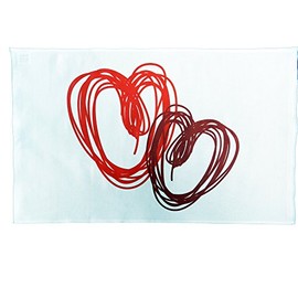 Half a Donkey The Red Scribble Hearts Large Cotton Tea Towel