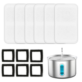 Nasebila 6 Packs Replacement Filters for Cat Water Fountain, Filters & Sponges with Activated Carbon, Ion Exchange Resin, Compatible with Automatic Water Fountain