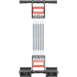 HighTech Go 3 in 1 Exerciser - Chest Expander, Hand Grip Strengthener, Pedal Pull Rope Band Home Fitness Equipment with 5 Metal Spring for Finger Abdomen Waist Arm Stretching Slimming Training, Black