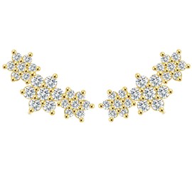 Flower Stud Earrings for Women Girls, Gold Studs Earrings | Small Cubic Zirconia Helix Earrings Dainty Ear Studs Flower Earrings Jewelry Gifts