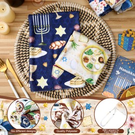 Tudomro 6 Pcs Passover Kitchen Towels 14.2 x 21.3 Inches Jewish Holiday Dish Towel Star of David Jewish Seder Plate Towel Passover Party Decorations Gift for Festival Holiday Party