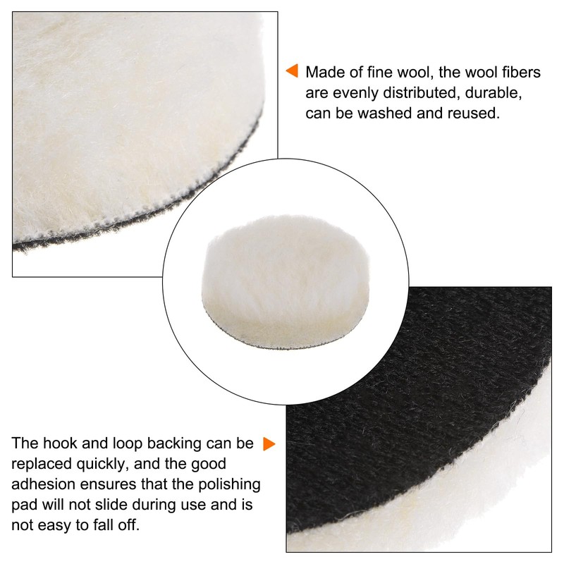 sourcing map 10pcs Wool Buffing Pads, 3 inch Polishing Pad