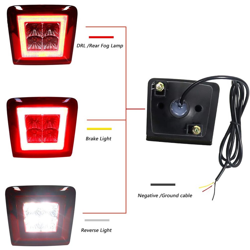 GTINTHEBOX Red Lens Led Rear Fog Brake Light Kit for