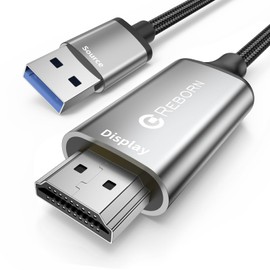 USB to HDMI Adapter Cable 6FT, 1080P@60Hz USB 3.0 to HDMI Multi-Display Cable Converter Suitable for Macos Windows 7/8/10/11 - Driver Installation is Required