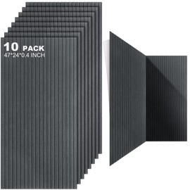 Woanger 10 Pack Large Acoustic Panels, Soundproof Sound Absorbing Wall Panels, 47 x 24 Inch Self Adhesive Acoustic Sound Dampening Panels for Room Recording Studio(Dark Gray)