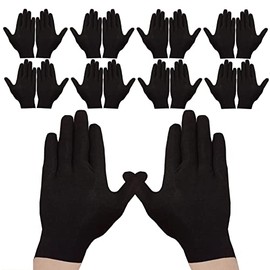 Cosymate 18Pcs Black Cotton Gloves Inspection Gloves Soft Moisturizing Gloves Safety Work Gloves, Thickened Cotton Made Skin Friendly Black Gloves for Jewelry Inspection, Archival Cleaning, Dry Hands