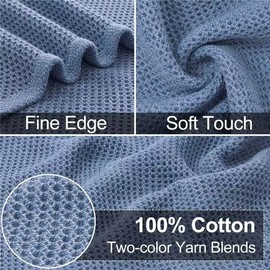 Mordimy Cotton Kitchen Dish Cloths, 6 Pack Super Absorbent and No Lint Waffle Weave Dish Towels, Fast Drying Dish Rags for Washing Dishes, 12 x 12 Inch, Navy Blue