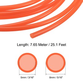 PATIKIL PE Tubing 3/16" ID x 5/16" OD (5 mm x 8 mm), 25 Ft (7.65 Meter), Flexible Water Tubing Polyethylene Hose Tube for Reverse Osmosis Systems Water Filters, Orange