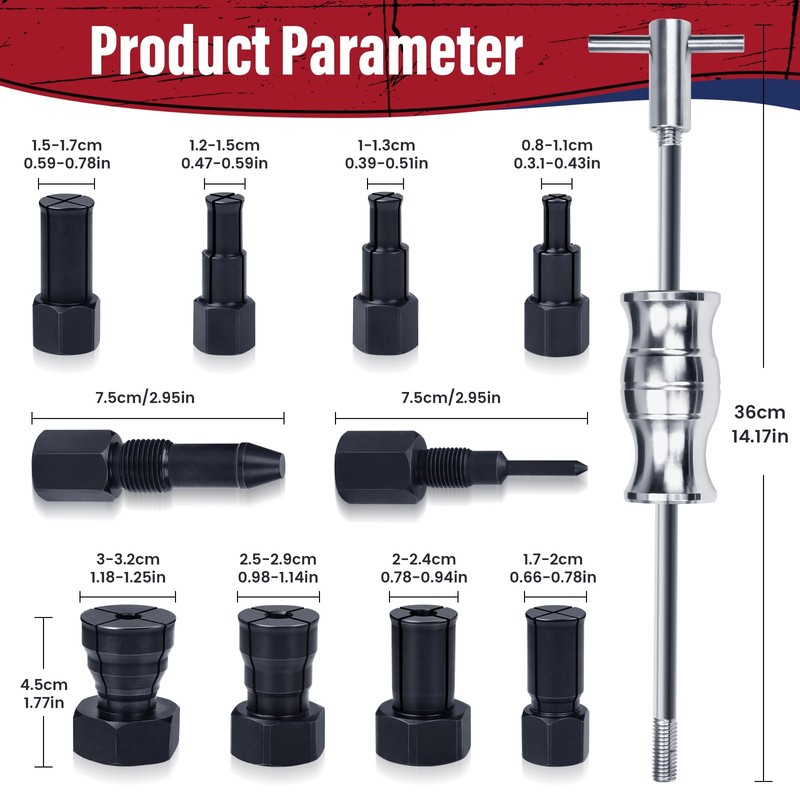12pcs Blind Hole Collet Bearing Puller Set, Internal Bearing Extractor