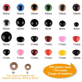 ASTARON 1028 Pcs Plastic Safety Eyes and Noses Kit with Washers for Doll Plush Animal Craft Making Assorted Sizes