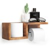 Wooden Toilet Paper Holder Wall Mount with Shelf - Farmhouse