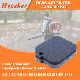 Hyceker BG55 Air Filter Tune-Up Kit for Stihl BG45 BG46 BG50 BG55 BG65 BG85 SH55 SH85 Handheld Leaf Blowers, 4229 120 1800 Air Filter Cleaner Foam and Spark Plug Fuel Cap Maintenance Parts