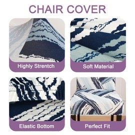 FUANGUI Dining Room Chair Covers Slipcovers Set of 6, Stretch Kitchen Chair Covers Washable Spandex Parsons Chair Slipcover, Removable Dining Seat Protector for Home or Party