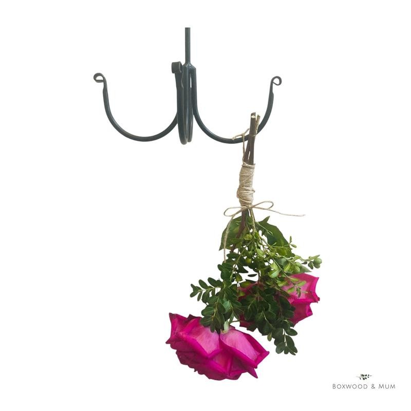 Hanging Herb Flower Drying Rack, Rustic Kitchen Decor, Small Wrought
