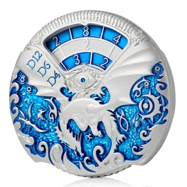 DNDND Dragon Roulette Spinner D&D Dice 7-in-1 Spinner Metal DND Dice Set with Grogeous Gift Box for Dungeons and Dragon and Tabletop Game (Silver with Blue)