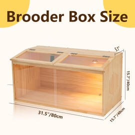 Large Wooden Chicken Brooder Box with Bulb Set and Thermometer - Brooder Box for Chicks Indoor Accommodates Up to 25 Chicks - Ideal for Chickens, Ducks, Quails, Hamsters, and Lizards（32x16x16 Inches）