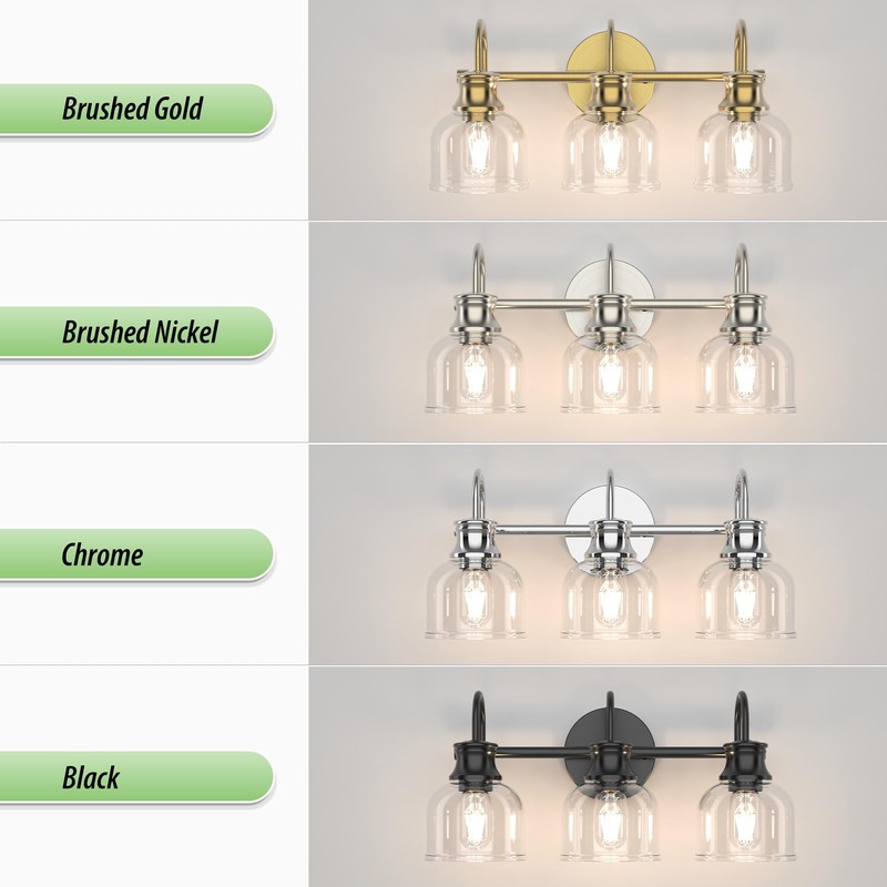 PHIXART 3 Lights Bathroom Vanity Light Fixtures, Chrome Traditional Classic