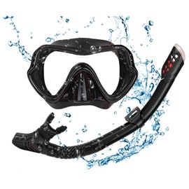 Nasjac Gafas de Buceo Set de Snorkel para Adultos, Equipo de Esnórquel con Visión 180° Panorámica Antivaho Anti-FugasGafas Máscara y Esnórquel Seco, Nadar para Buceo, Esnórquel, Natación (Negro)