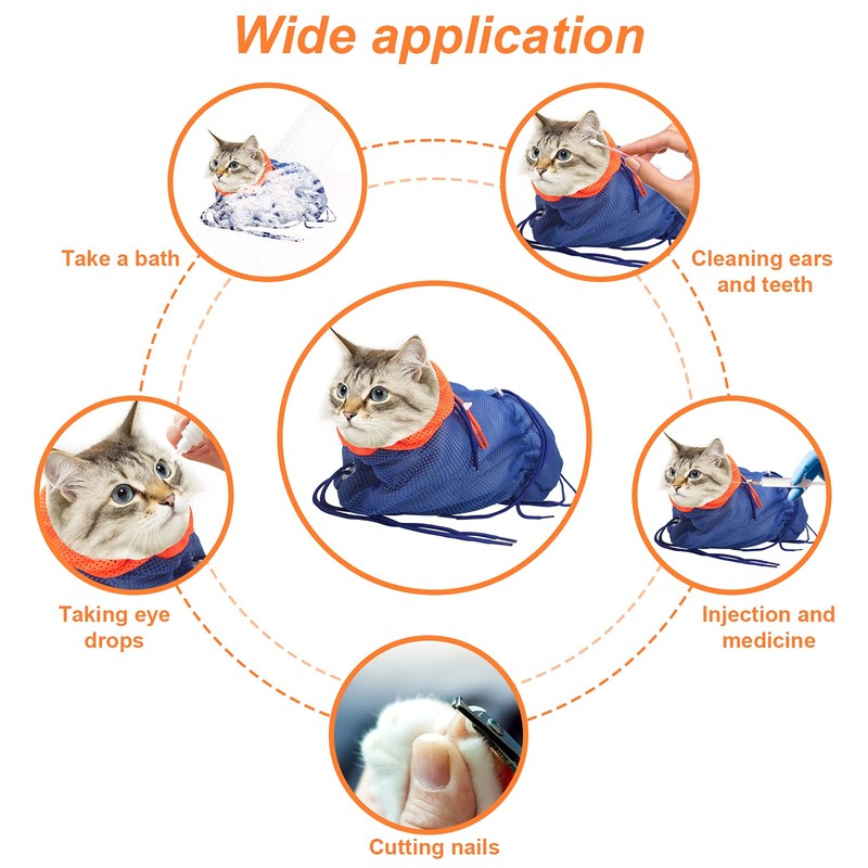 Catcan Breathable Mesh Anti Scratch Adjustable Cat Grooming Bag for