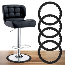 4 Pack Bar Stools Leg Protectors Ring, Stretchable Silicone Non Slip Chair Leg Protector, No Scratches No Noise Chair Footrest Bottom Pads Protect Wooden Floor, Fits 14.5"-16.5" Round Base (Black)