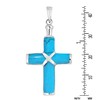 AeraVida Christian Cross Simulated Blue Turquoise Inlay .925 Sterling Silver