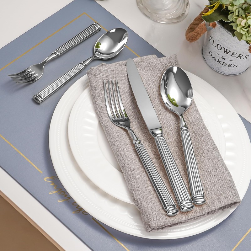 20-Piece 18/10 Stainless Steel Forged Flatware Set Heavy Duty Silverware