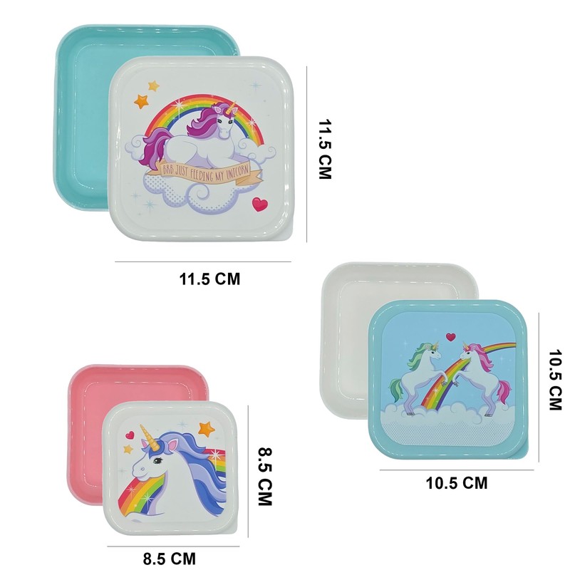 ARKRAFT Set of 3 Unicorn and Rainbow Prints Lunch Boxes