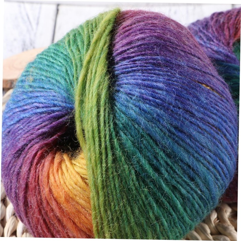 jojofuny 4pcs Colorful Wool Yarn Rainbow Cotton Knitting Yarn for