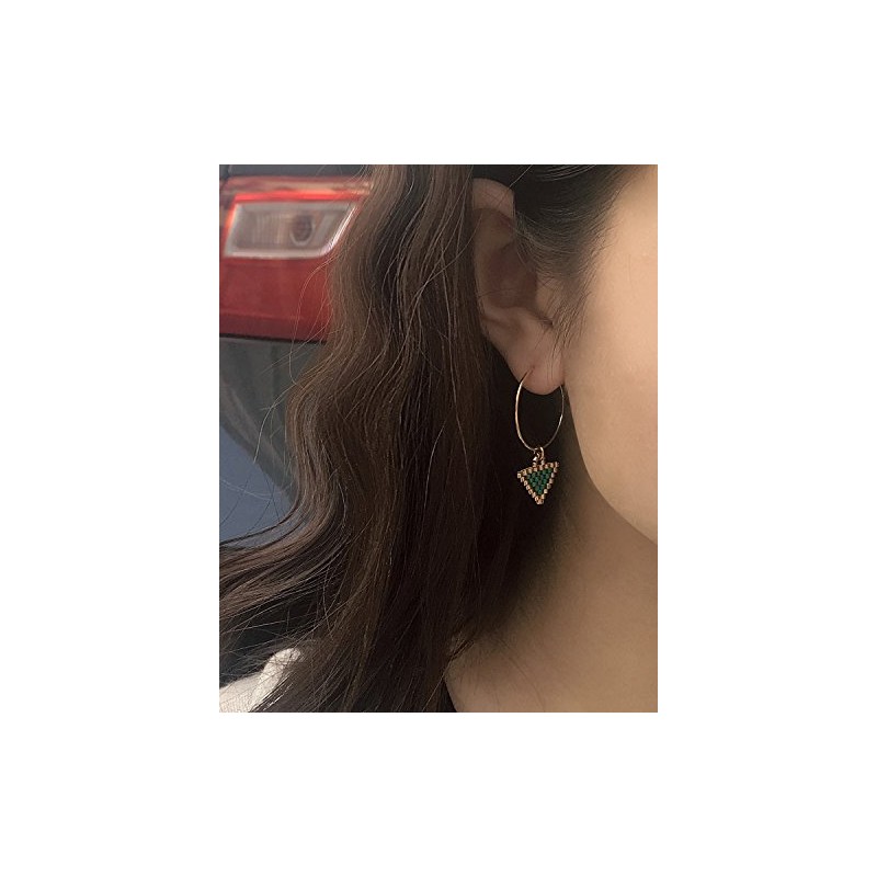 KELITCH Christmas Hoop Earrings Handmade Christmas Tree Earrings, Crystal, No-Gem-Tye
