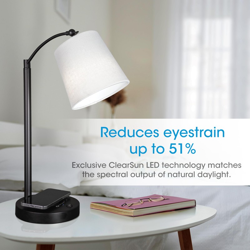 OttLite Good Housekeeping Shaded LED Desk Lamp with Wireless Charging