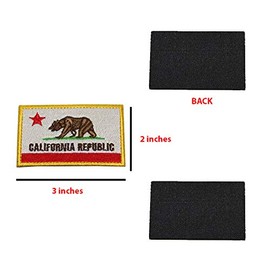BirchRiver Parche de bandera del estado de California de 3 x 2 pulgadas, con emblema bordado, mochila táctica, parte trasera: gancho y bucle