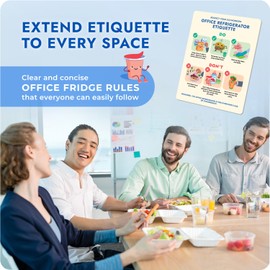 Office Refrigerator Etiquette Guide - Magnetic Signs for Refrigerator to Promote Respectful Behavior - Cute Office Supplies & Office Accessories - Office Must Haves Kitchen Decor - Office Essentials