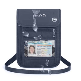 ROOSALANCE Passport Holder for Travel, RFID Passport Wallet with Visual Window Design, Multifunctional Document Organizer, Waterproof Travel Pouch Neck Wallet for Men and Women, Navy Blue