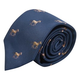 King & Priory Navy Blue Embroidered Horse Tie