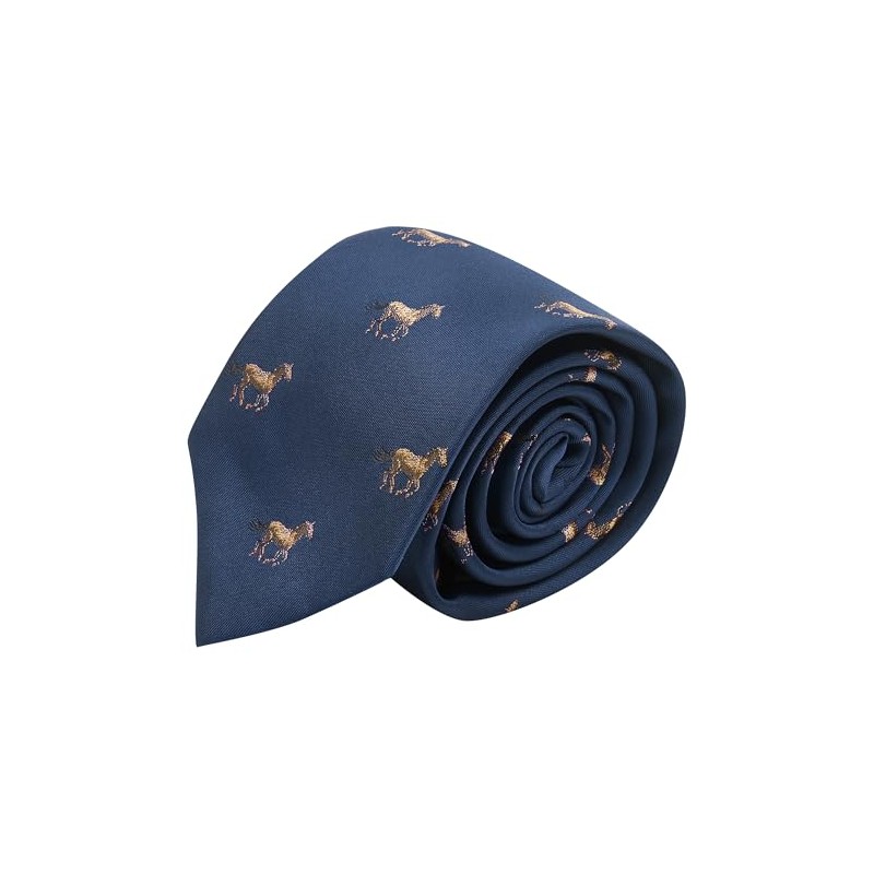 King & Priory Navy Blue Embroidered Horse Tie