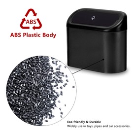 Ginsco Ginsco 2 Pack Mini Car Trash Can with Lid, Small Garbage Can, Cute Leakproof ABS Trash Bin, Car Accessories for Interior, Garbage Bin for Home, Office with 120pcs Trash Bags Black
